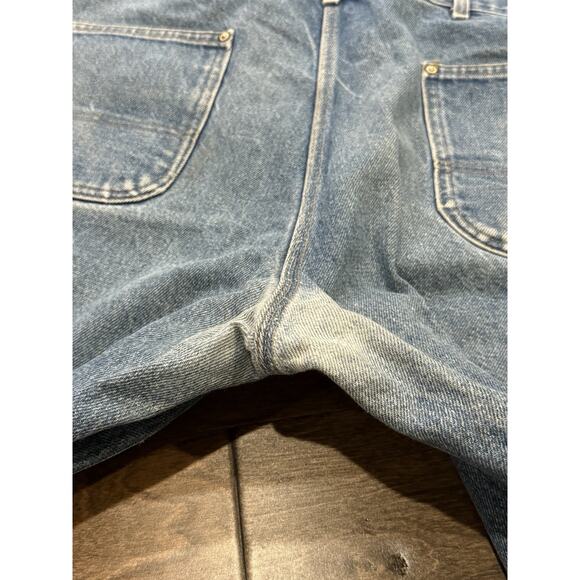 Vintage Carhartt Mens Blue Carpenter Double Knee Denim Jeans Size 42x32 B07 DNM - Picture 11 of 14